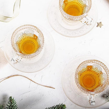 Glass Tea Cups and Saucers Set of 6 - Image 6