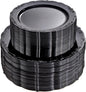 U-QE 100PCS Black Plastic Plates, Heavy Duty Black Plates Including 50PCS 10'' Dinner Plates & 50PCS 7.5'' Dessert Plate - Hard Plastic Plate for Party Wedding Bridal Shower