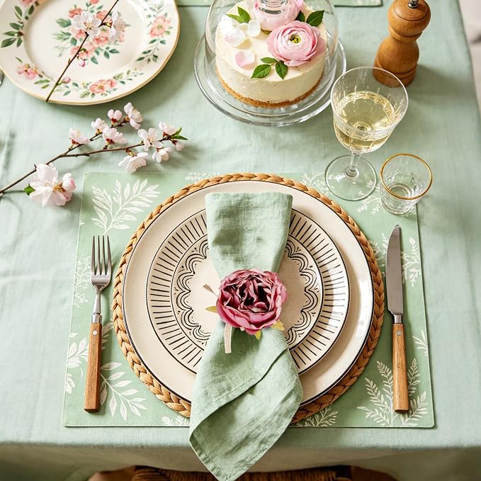 Handmade Flower Napkin Rings Set of 6, Valentine's, Thanksgiving Table - Image 4