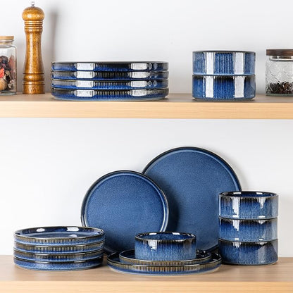 Ceramic Dinnerware Set for 6, 18-Piece Plates and Bowls Set | Lightweight - Image 6