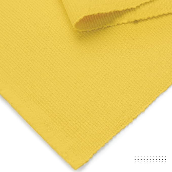 Encasa XO Table Runner, Yarn Dyed Ribbed Cotton 13"x72" | Yellow, 12-Ply Yarns - Image 5