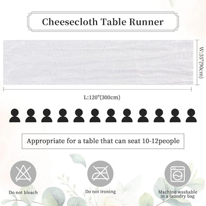 AGIRL White Cheesecloth Table Runner 10FT Fall Boho Wedding Home Decor | - Image 2
