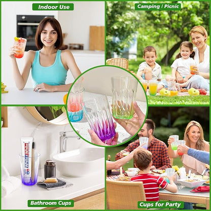 Plastic Drinking Glasses Set of 8，15oz Plastic Cups Reusable Tumblers | Water - Image 7