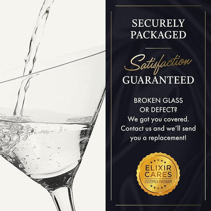 ELIXIR GLASSWARE Martini Glasses Set of 2-9 oz - Hand Blown Crystal Martini Glasses with Stem - Elegant Cocktail Glasses for Bar, Martini, Cosmopolitan, Manhattan Cocktail Glass Set