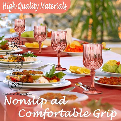 24Pack Plastic Wine Glasses, 7oz Vintage Goblets - Image 6