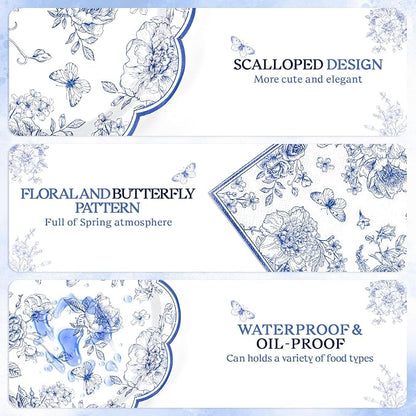 NatNarr Blue Floral Party Supplies Set - Image 3