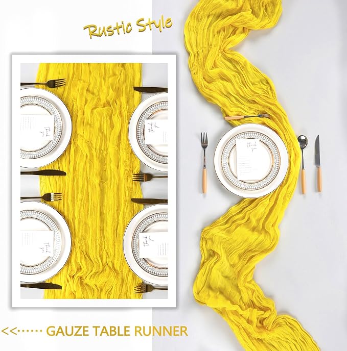 6 Pack Lemon Yellow Cheesecloth Table Runner 10Ft Gauze Cheese Cloth Table - Image 6