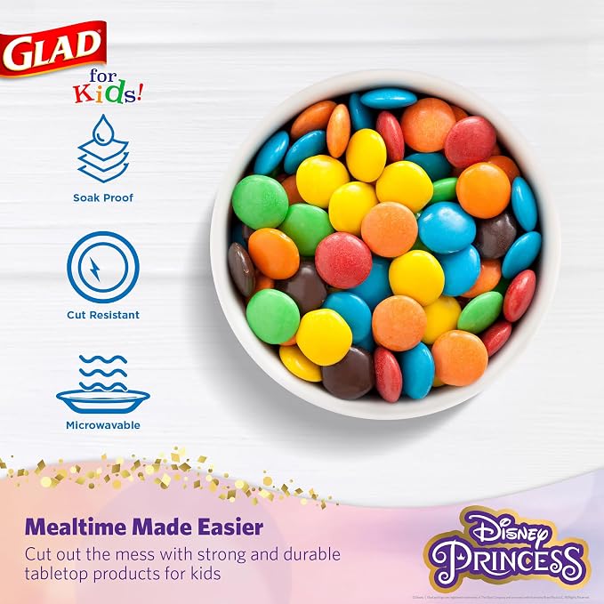 Glad Disney Princess Disposable Snack Bowls, Floral Frames, 6 Oz, soak-proof - Image 3