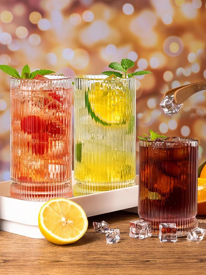 Ribbed Glassware Vintage Drinking Glasses 12Pcs - Image 5
