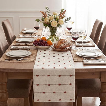 Artoid Mode Caramel Boho Farmhouse Cotton Woven Table Runner, Seasonal Fall - Image 2