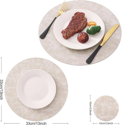Homaxy Round Faux Leather Placemats and Coasters, Wipeable Place Mats, - Image 6