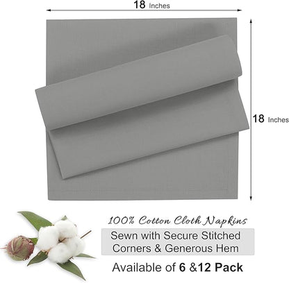 Ruvanti Cloth Napkins Set of 12, 18x18 Inches, 100% Cotton, Washable, Soft & Absorbent, Perfect for Wedding, Christmas, ‎Thanksgiving Dinners - Wild Dove