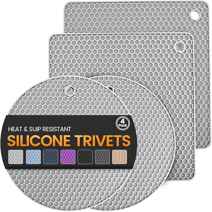 Silicone Trivet Mats 4 Heat Resistant Pot Holders Multipurpose Non-Slip Hot Pads by Unknown