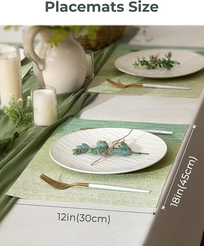 Leetaltree Gradient Green Woven Placemats Set of 8 - Image 4