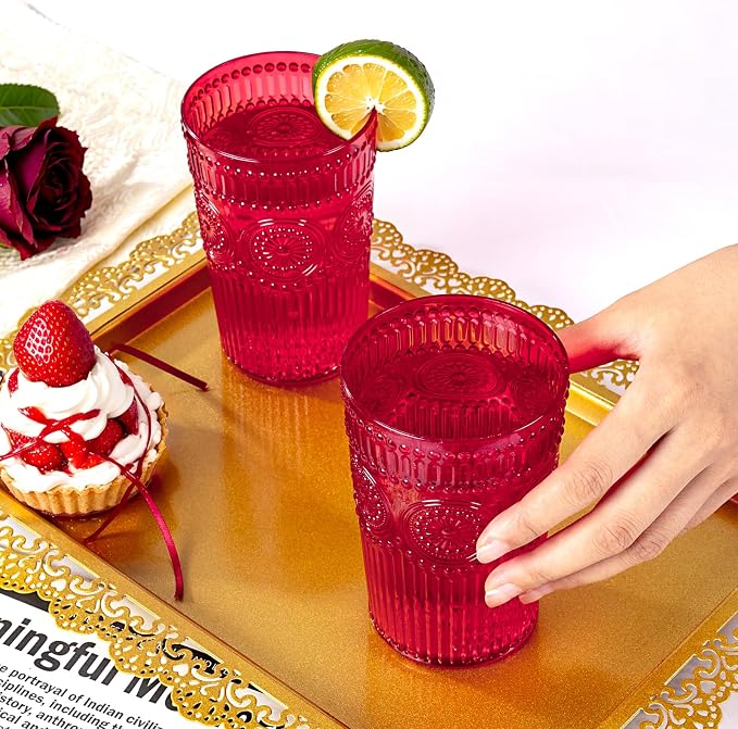 Ciaell 12 Pack Red Plastic Water Glasses - Image 7