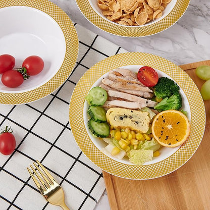Plastic Bowls with Gold Grid Rim Disposable 12oz Bolws 100Pack | Disposable - Image 5