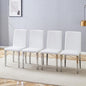 White Dining Chairs Set of 4,Faux Leather with Chrome Plate Metal Legs,Armless Kitchen Room Chairs Set of 4,Max Load 300 Lbs,High Back Modern Design for Home Kitchen Living Room Bedroom