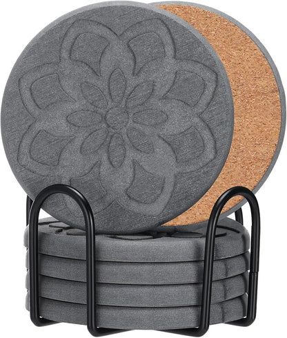 6 Pcs Diatomaceous Earth Absorbent Coasters by Unknown