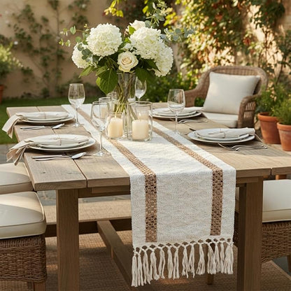 Fall Table Runner with Tassels for Coffe Table Home Decor 12x72 Inch | 72 - Image 3