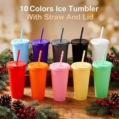 30 Pack Plastic Tumblers with Lids and Straw, Reusable Black Tumblers Bulk - Image 4
