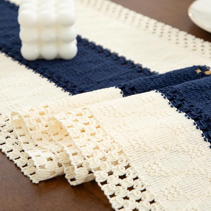 Boho Blue Table Runner, 12x108 Inches | - Image 4