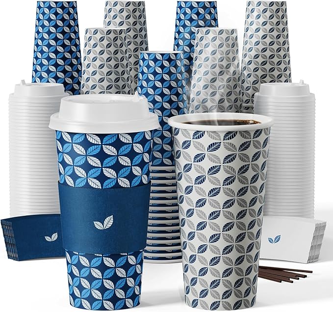 JOLLY CHEF 100 Pack 20 oz Disposable Coffee Cups, Hot Paper Coffee Cups by JOLLYCHEF