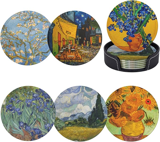 Van Gogh Art Leather Drinks Coasters by Unknown