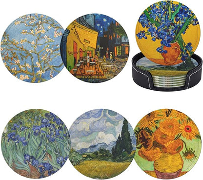 Van Gogh Art Leather Drinks Coasters by Unknown
