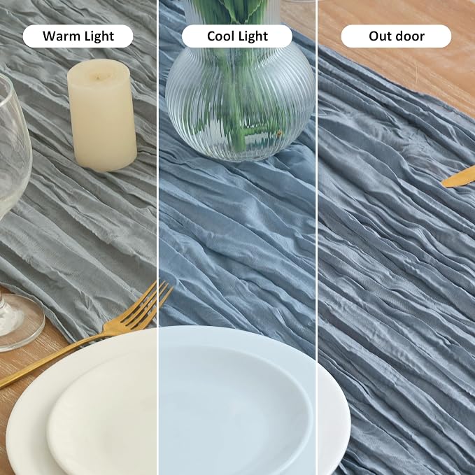 Asee'm 12pcs Dusty Blue Cheesecloth Table Runner Summer 10FT Gauze Rustic | - Image 8