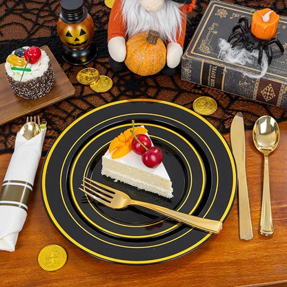 175PCS Black and Gold Plates - Image 2