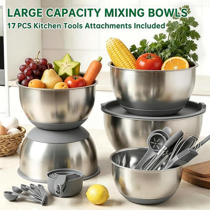 Deedro Mixing Bowls with Airtight Lids, Stainless Steel Mixing Bowls Set | - Image 3