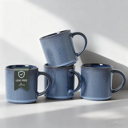 MONITO 16Oz Coffee Mugs Set of 4, Rustic Ceramic Coffee Cups Set by MONITO