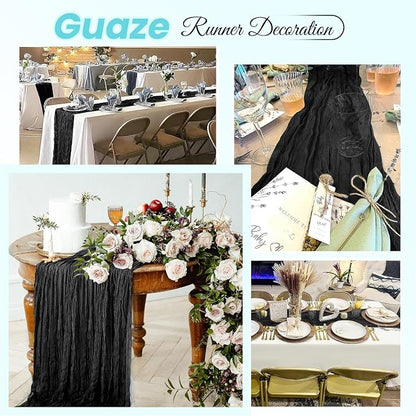 8 Pack Black Cheesecloth Table Runner 20 x 120 inch Gauze Table Runners 10 FT - Image 5