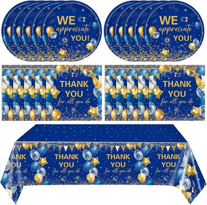 41Pcs Blue Gold Thank You Decorations Thank You by Mainivo