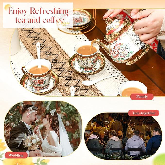 20 Pcs Porcelain Tea Set for Adults - Image 3