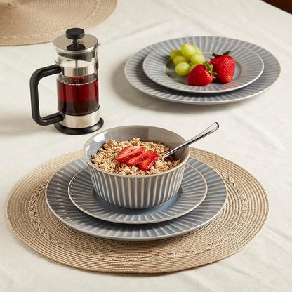 Tabletops Gallery Richmond 12-Piece Reactive Glaze Stoneware Dinnerware Set of - Image 4