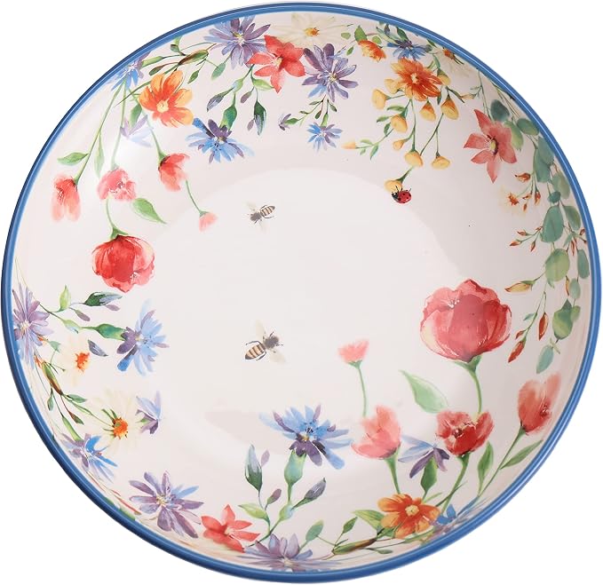 Bico Summer Provence Pasta Bowls, 35oz Salad Bowl Set of 4, Large Ceramic - Image 3