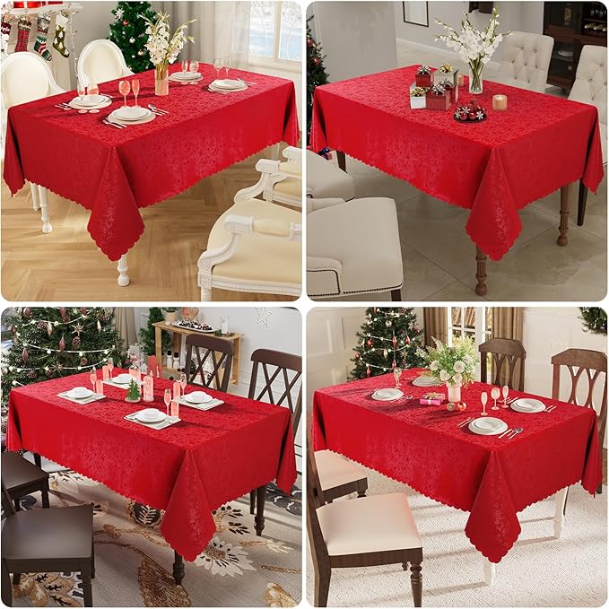 Smiry Rectangle Table Cloth, Waterproof Heavy Duty Vinyl Tablecloths, Wipeable Washable Table Cover for Kitchen and Dining Room (Red, 54" X 120")