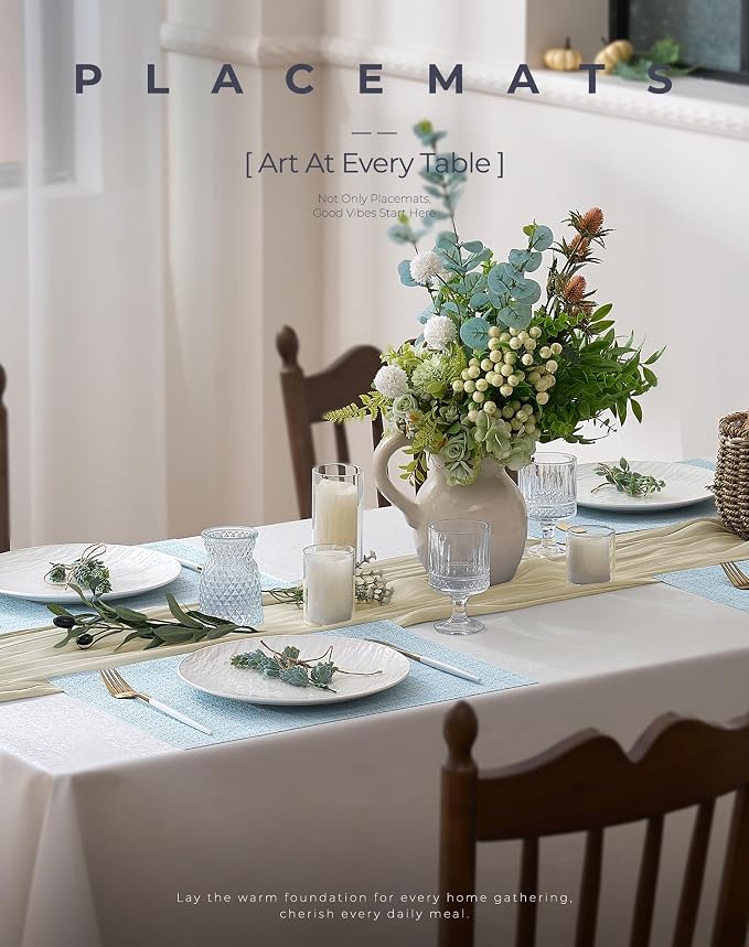 Leetaltree Soft Sky Blue Woven Placemats Set of 12 - Image 2