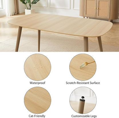 55.1''Dining Table Set for 4,Modern Wood Dining Table,Leather Dining Chairs 4,Table and Chairs Set of 4,Ideal for Kitchen Dining Room (Cat Scratch Table, 55.1")