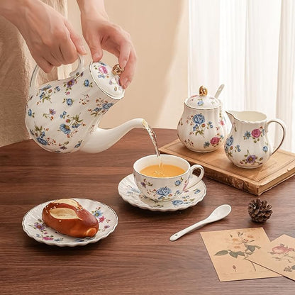 Flowers Ceramic Tea Set，Tea Sets - Image 3