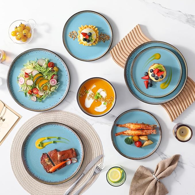 vancasso Plates and Bowls Sets, 24 Pieces Stoneware Dinnerware Sets - Image 6