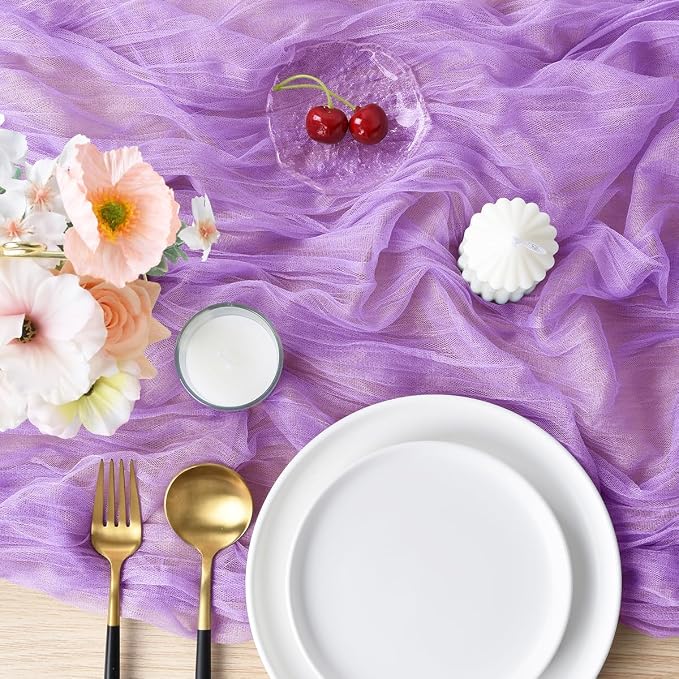 Lilac Cheesecloth Table Runner Cheese Cloth Wedding Birthday Party Decor | 10Ft - Image 4
