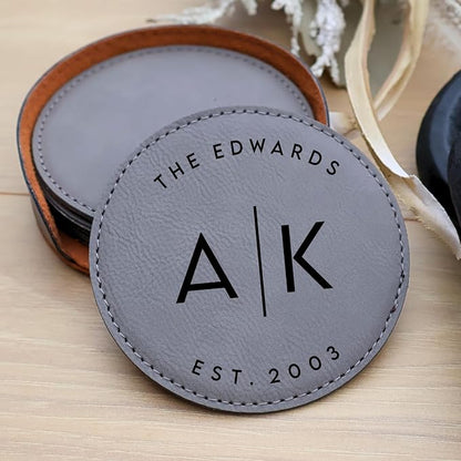 Custom Round Engraved Coasters, Personalized Leather Coaster, Laser Engraved - Image 5