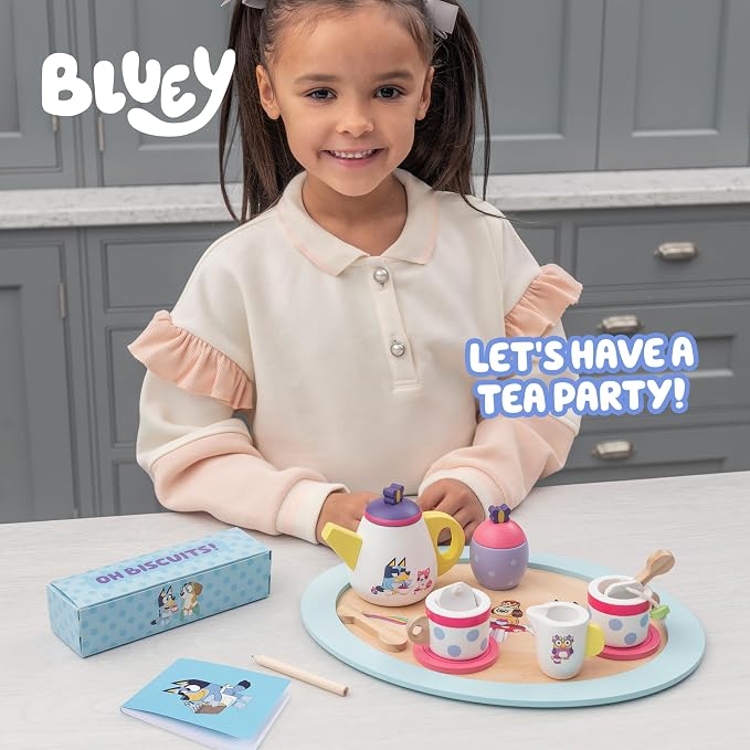 Bluey Wooden Tea Party Set, 18-Piece Toy Tea Set - Image 2