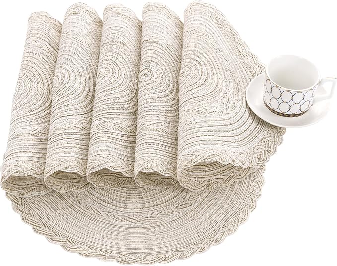 SHACOS 15 inch Round Braided Placemats Set of 12 - Image 4