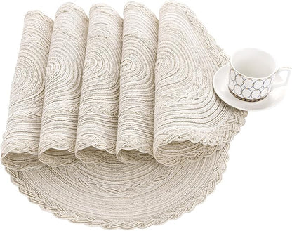 SHACOS 15 inch Round Braided Placemats Set of 12 - Image 4