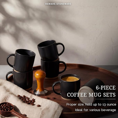 HaWare 13OZ Coffee Mugs Set of 6, Stoneware Coffee Cups, Ceramic Latte Mug - Image 3