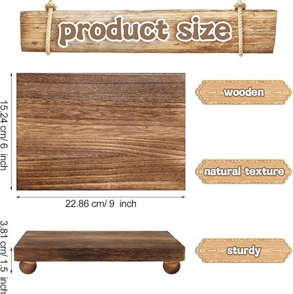 Amyhill Wood Pedestal Stand Kitchen Soap Tray Farmhouse Wooden Riser Stand for Kitchen Bathroom Counter Table Decor Plant Candle Vases Display (Dark Brown, 9 x 6 Inch)