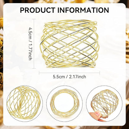 Gold Napkin Rings, Thanksgiving Christmas Napkin Rings Set of 12, Nickel-Plated Steel Table Decor for Festival Party - Mesh Shape